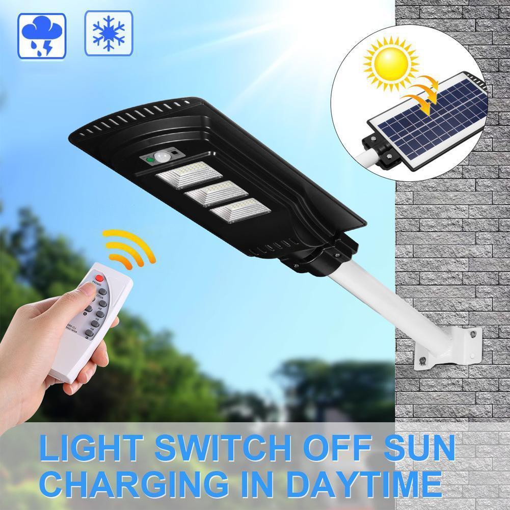 Τριπλό Αδιάβροχο Ηλιακό Φωτιστικό 60W LED με Φωτοβολταϊκό Πάνελ, Ανιχνευτή Κίνησης, Φωτοκύτταρο - Προβολέας Δρόμου 
